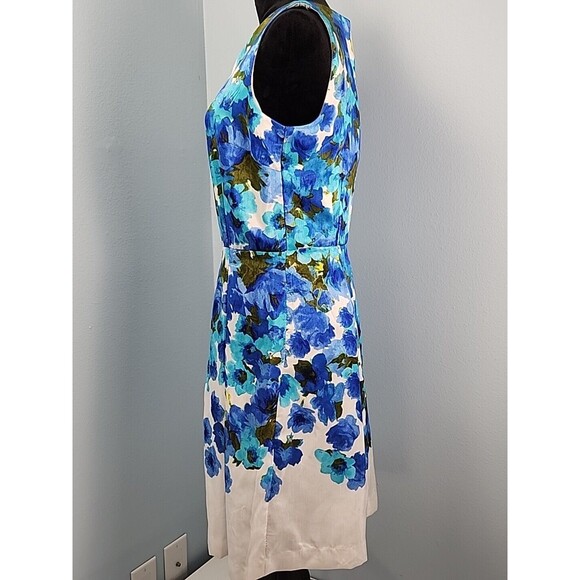 Karin Stevens A-line Dress Sleeveless Floral Rear Zip Size 10 Spring Garden - Picture 11 of 13